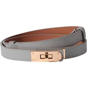 Women Skinny Leather Belt Turn Lock Adjustable Waistband for Dresses Jeans Coats